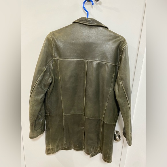 Olive grean real leather coat - Picture 2 of 2